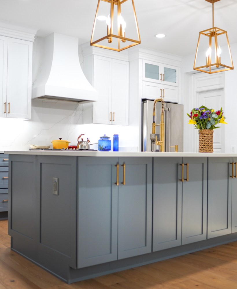 white and blue kitchen cabinets - My Kitchen and Bath's Recent Project Completed in Alexandria, Virginia