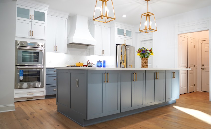 white and blue kitchen cabinets - My Kitchen and Bath's Recent Project Completed in Alexandria, Virginia