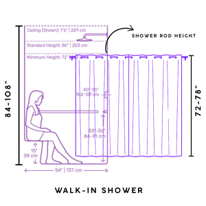 standard shower curtain size for walk-in shower