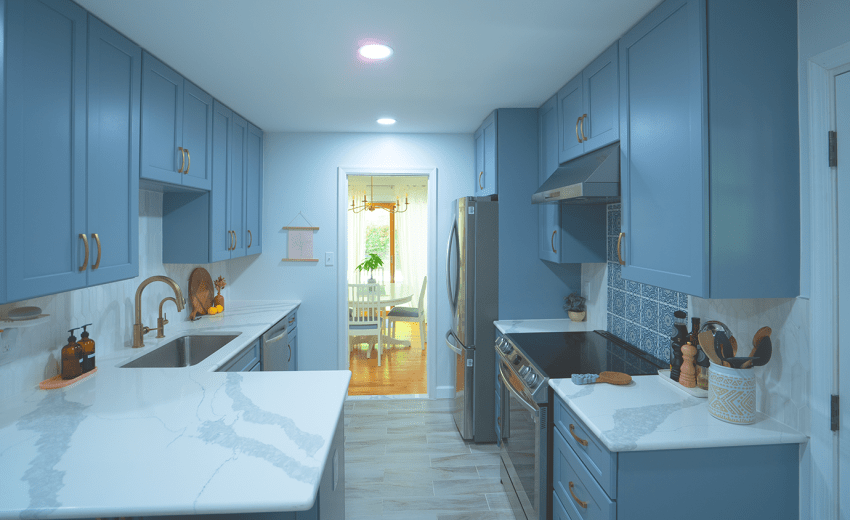 My Kitchen and Bath's Kitchen Remodeling Project in Herndon, VA - Blue Kitchen Cabinets