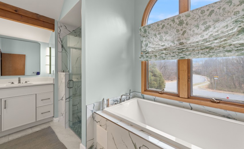 Green and White Bathroom Remodel in Sterling, VA - Completed by My Kitchen and Bath