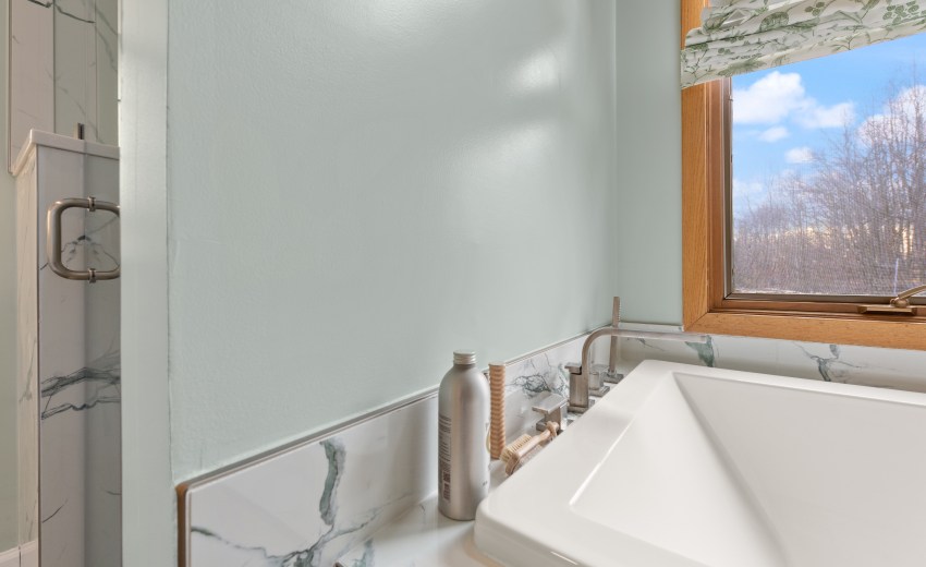 Green and White Bathroom Remodel in Sterling, VA - Completed by My Kitchen and Bath