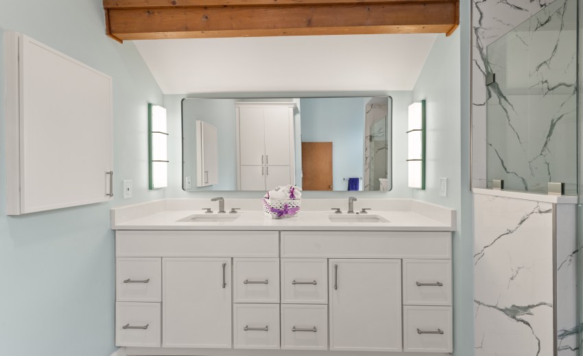 Green and White Bathroom Remodel in Sterling, VA - Completed by My Kitchen and Bath