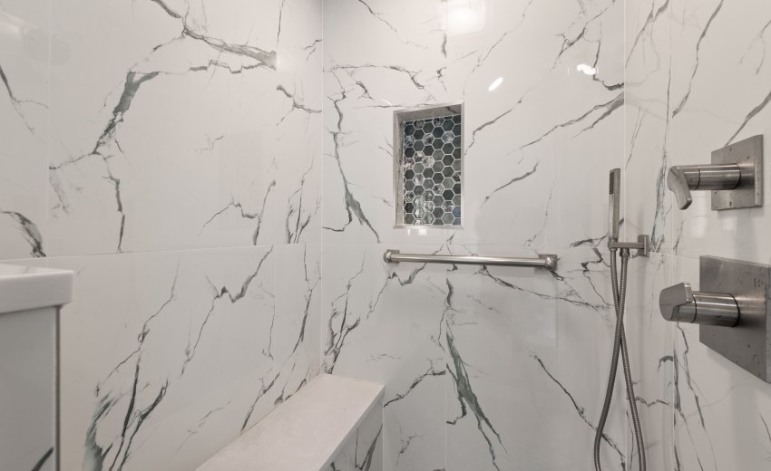 Green and White Bathroom Remodel in Sterling, VA - Completed by My Kitchen and Bath