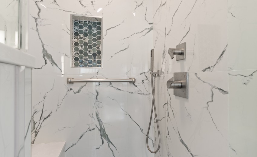 Green and White Bathroom Remodel in Sterling, VA - Completed by My Kitchen and Bath