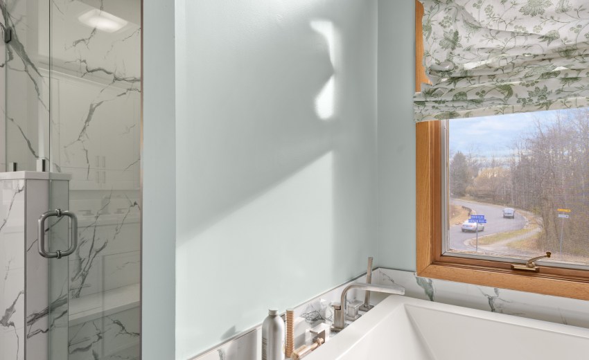 Green and White Bathroom Remodel in Sterling, VA - Completed by My Kitchen and Bath