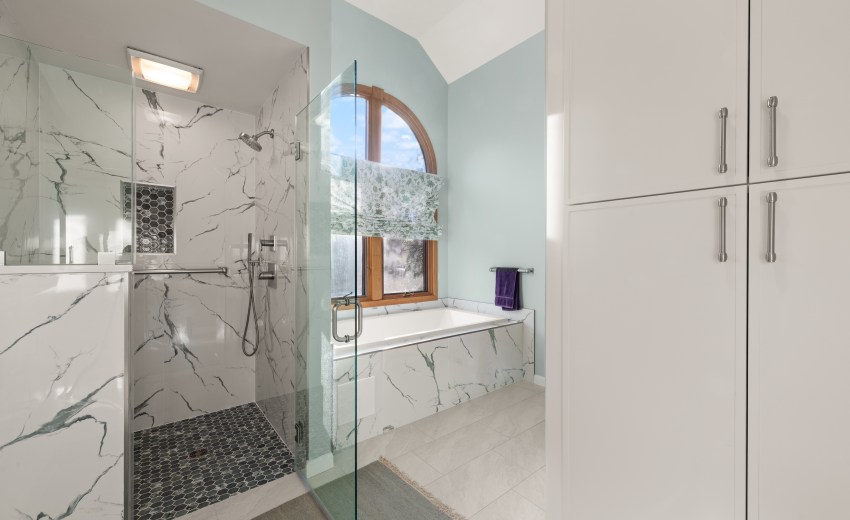 Green and White Bathroom Remodel in Sterling, VA - Completed by My Kitchen and Bath