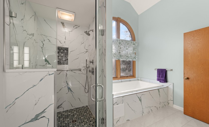 Green and White Bathroom Remodel in Sterling, VA - Completed by My Kitchen and Bath