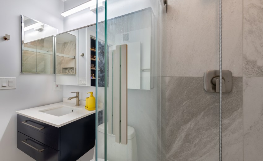 bathroom remodel with floating vanity - My Kitchen and Bath's recent project in Washington D.C.
