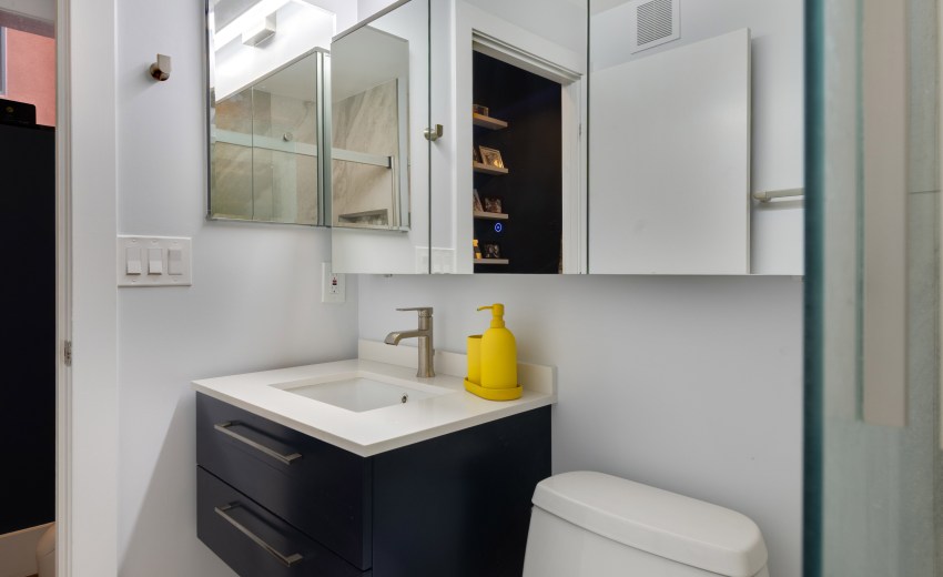 bathroom remodel with floating vanity - My Kitchen and Bath's recent project in Washington D.C.