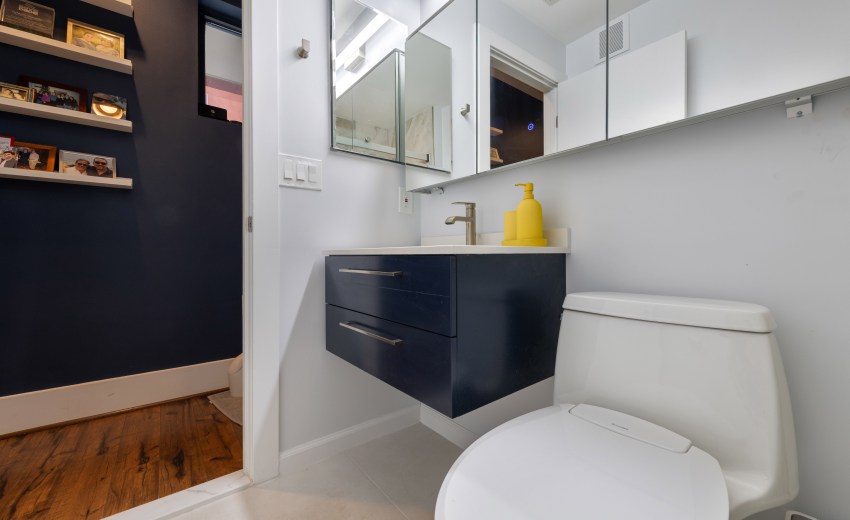 bathroom remodel with floating vanity - My Kitchen and Bath's recent project in Washington D.C.