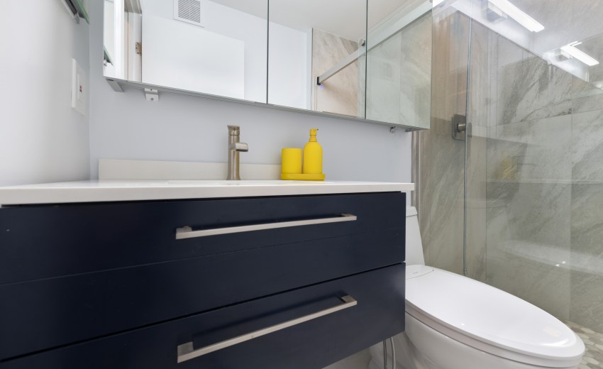 bathroom remodel with floating vanity - My Kitchen and Bath's recent project in Washington D.C.
