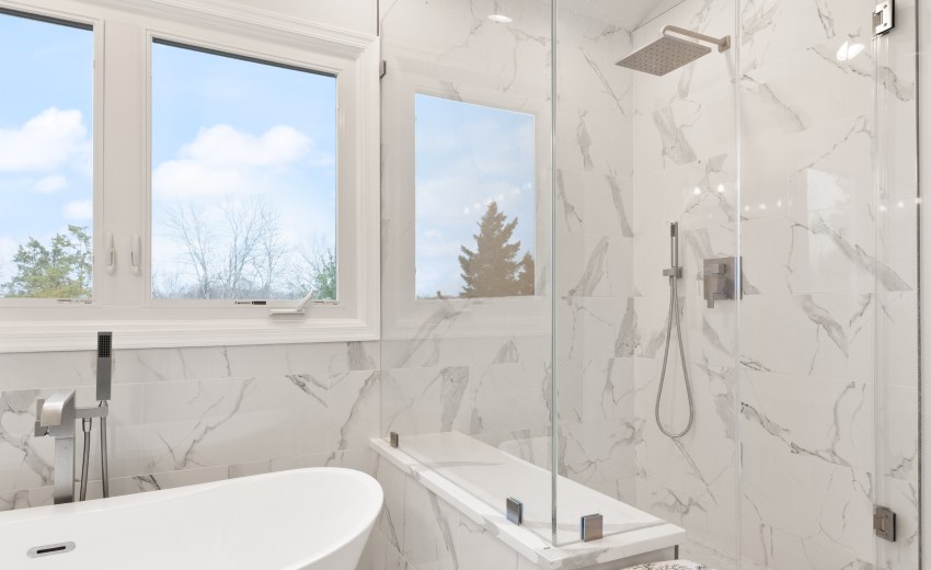 gray and white bathroom remodel in herndon va - my kitchen and bath's recent project