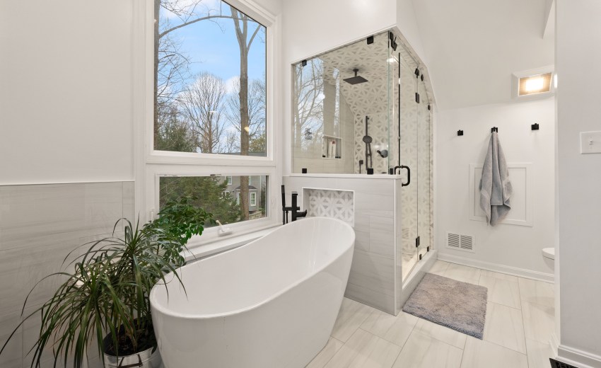 Custom Steam Shower Bathroom Remodel in Reston, VA - My Kitchen and Bath's recent bathroom remodel project.