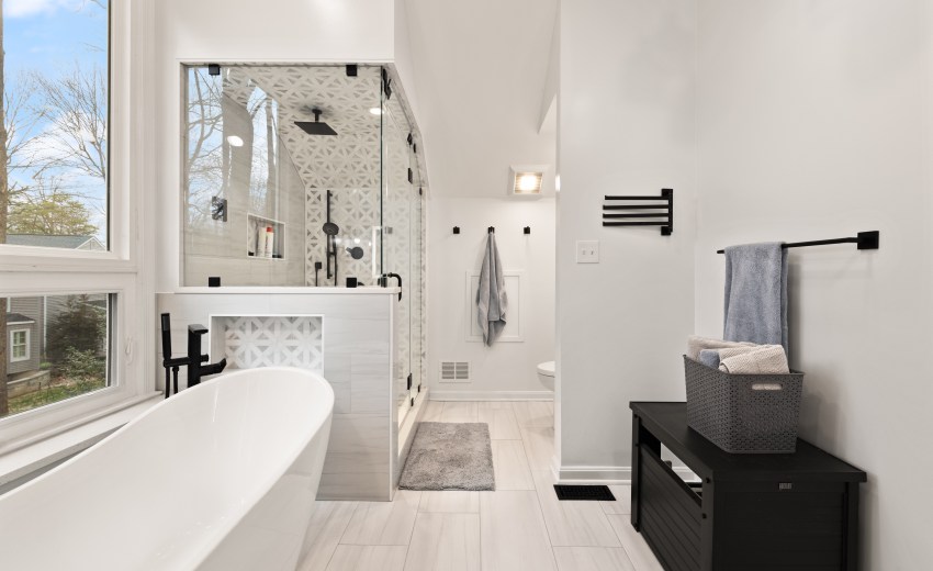 Custom Steam Shower Bathroom Remodel in Reston, VA - My Kitchen and Bath's recent bathroom remodel project.
