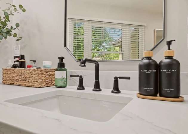 bathroom remodel with wood look tile - vienna va