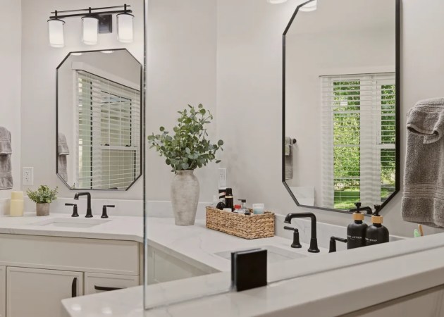 bathroom remodel with wood look tile - vienna va